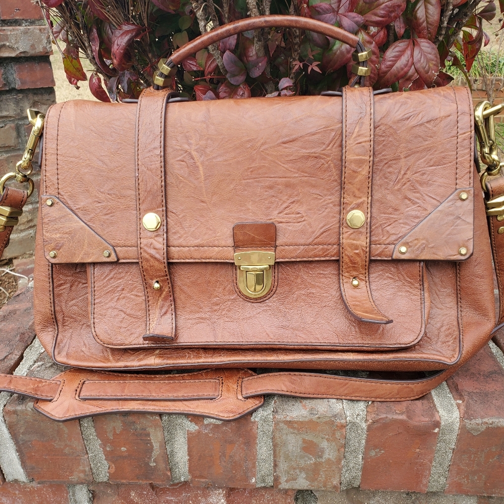 OrYany Brown Leather Satchel/Messenger Bag